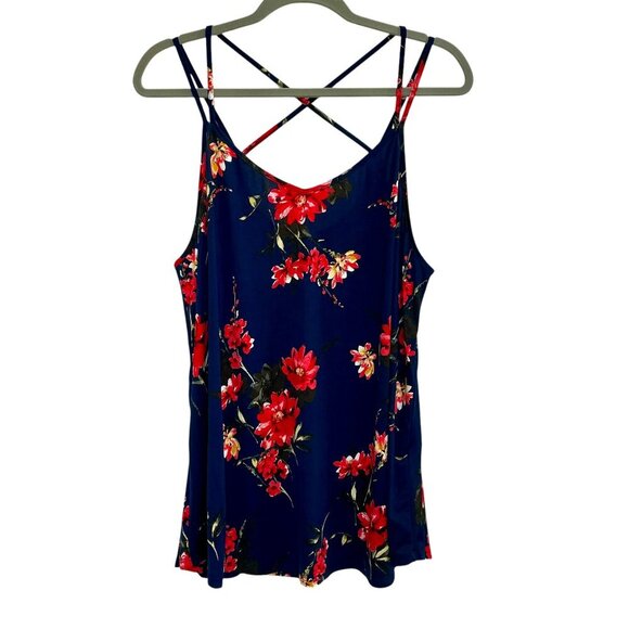 NWT Papermoon Stitch Fix Basima Back A-Line Knit Top Navy Blue Floral Size 2X - Picture 1 of 12